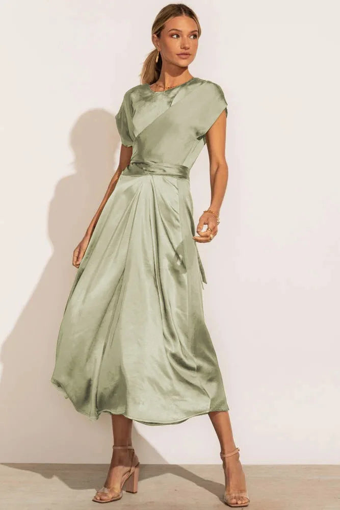 High Quality Spot Wholesale Fashion Summer Women Clothing High-end Satin Binding Elegant Drape Light Evening Dress Vestidos Y2k
