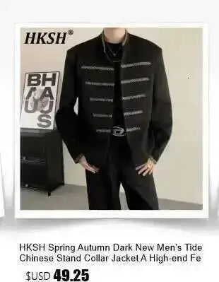 HKSH Autumn New Men's Hooded Distressed Patchwork Folded Waste Land Tactical Punk Techwear Shoulder Batwing Sleeve Jacket HK2392