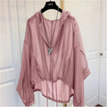 Women Hooded Jackets Summer Sun-proof Zipper Coats Thin Loose See Through Outerwear Breathable Outwear Lightweight Clothes White