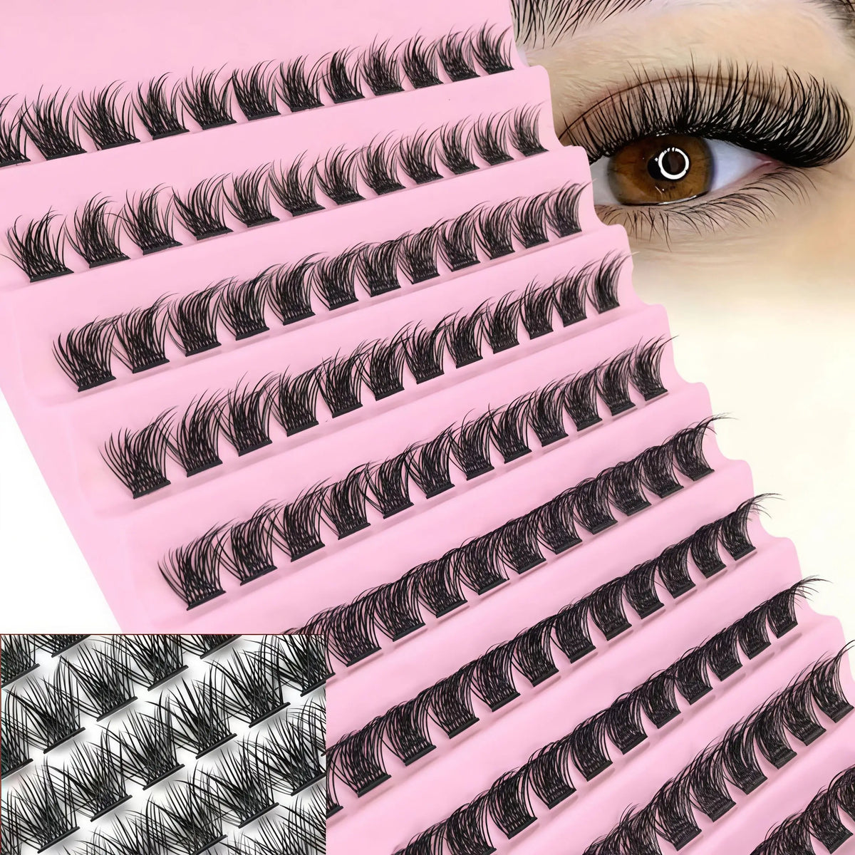 DIY Eyelash Extension Kit Individual Lashes Cluster Mix Lash Clusters with Lash Bond and Seal and Lash Accessories
