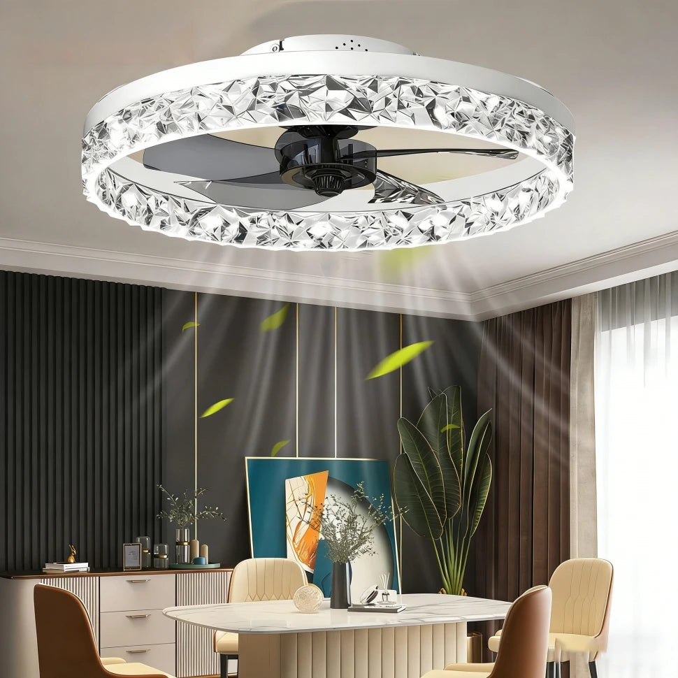 IRALAN Ceiling Fans with Remote Control and Light Suitable for Indoor Study White and Black Lighting Smart Electric Fan