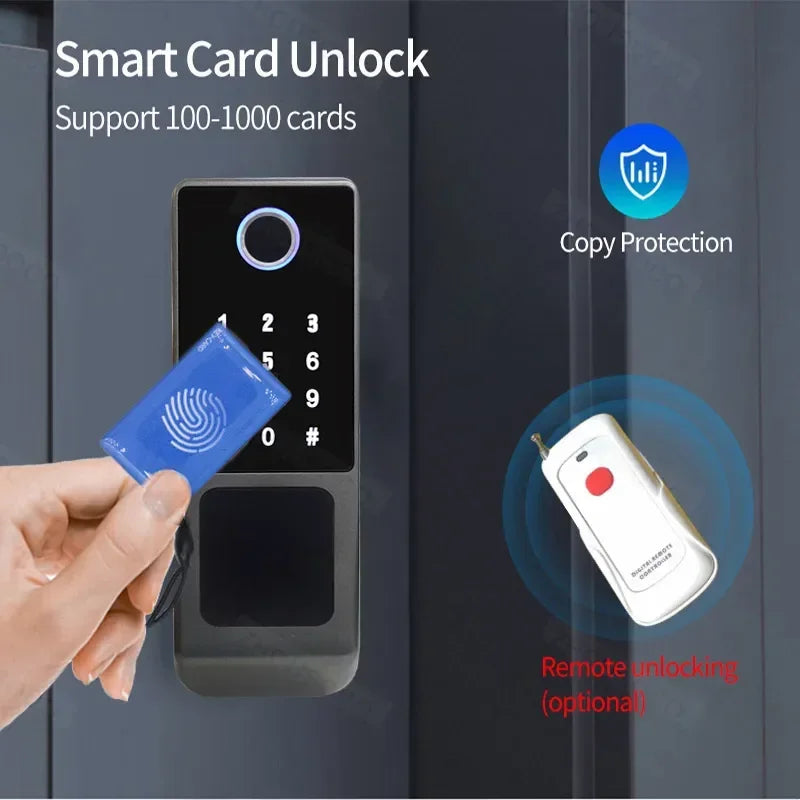 Tuya WIFI Smart Door Lock Double Side Fingerprint Lock Waterproof Outdoor Gate Passcode/IC Card /Key/Fingerprint/APP Unlock
