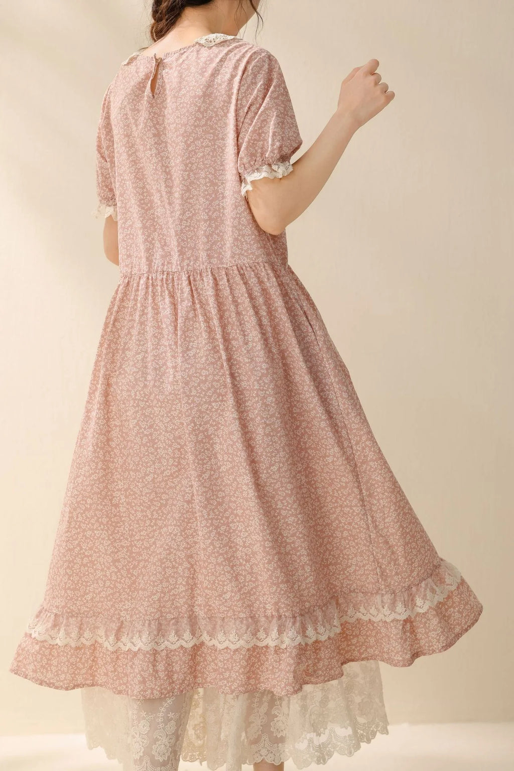 Vintage Ruffled Cotton Linen Flower Dress Women's New Summer Peter Pan Collar Short Sleeve Loose Boho Dress Casual Midi Vestidos