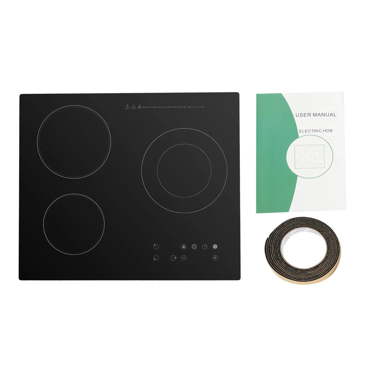 NEWEST Ceramic Cooktop, Electric Cooktop, 3 Burners Radiant Electric Stove Top with Timer, Child Safety Lock, Sensor Touch Control, 2600W 110V