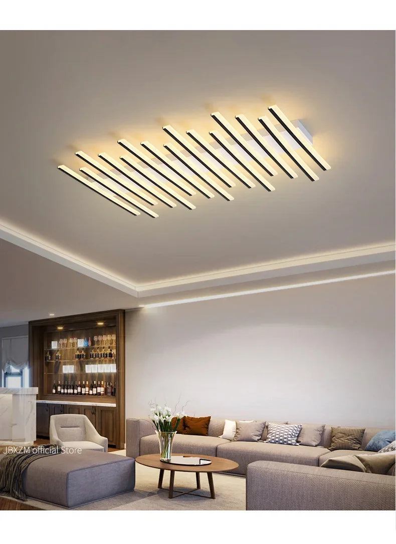 Modern LED Suitable for Living Room Pendant Lights With Remote Control Indoor Bedroom Office Lighting Long Strip Ceiling Lights