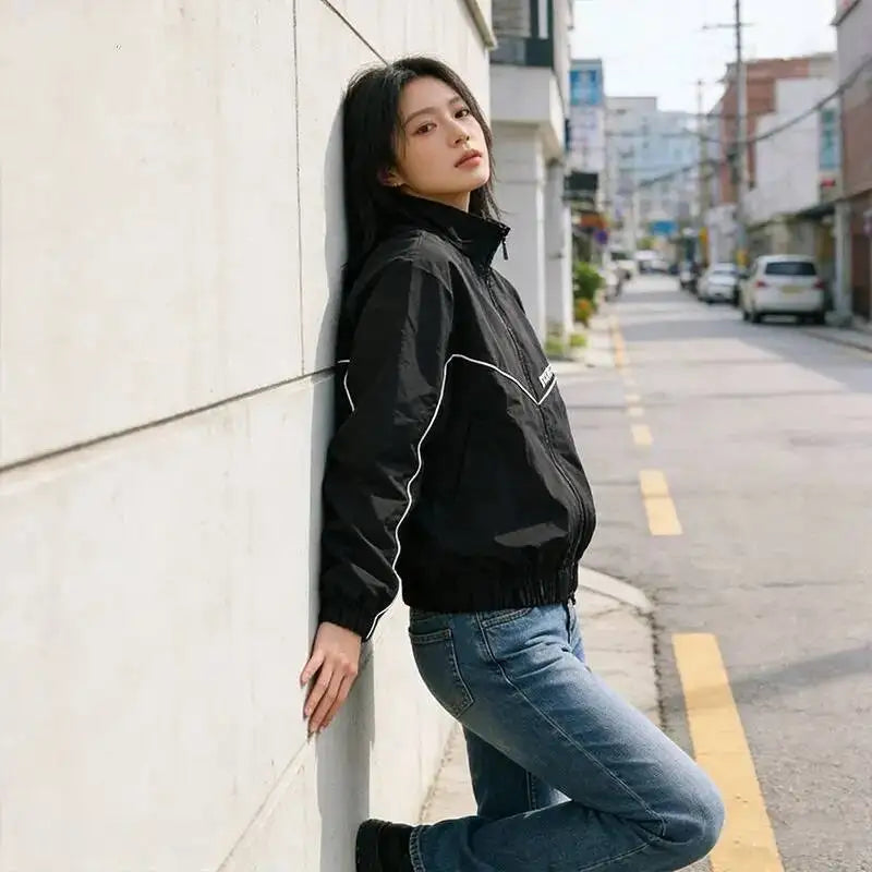 Korean Manhwa Jinx Team Black Windbreaker Jacket Men Women Sports Coat Loose Track Activewear Joo Jaekyung Cosplay Y2K Clothes