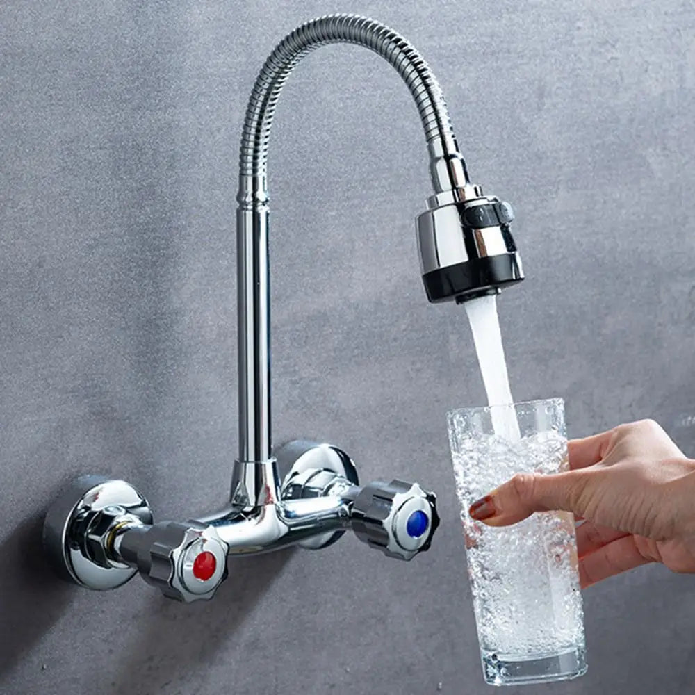 Modern Metal Out Water Inlet Valve Hot and Cold Double Control Double Shower Faucet Valve Wall Mounted Water Tap Mixing Valve