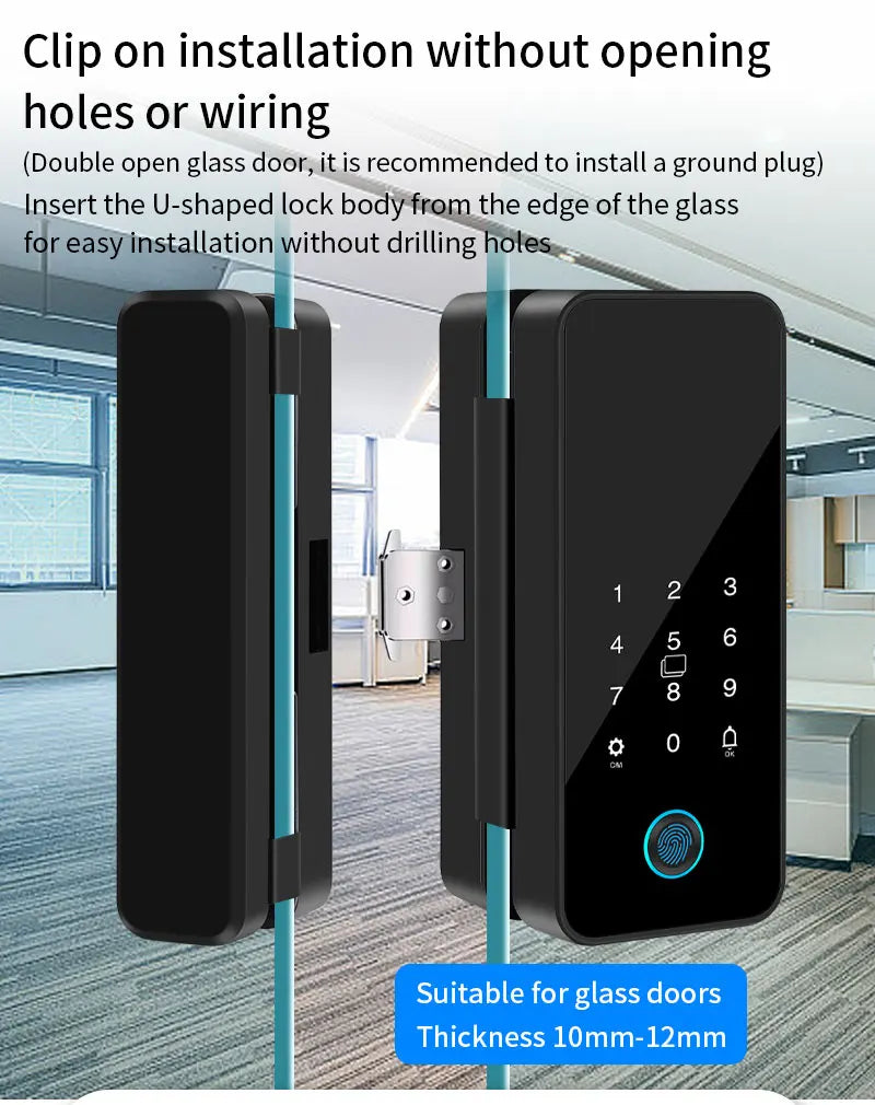 Multifunctional Smart Glass Door Lock Electronic Digit Biometric Fingerprint Tuya App Key Electric Smart Life Digital Door Lock