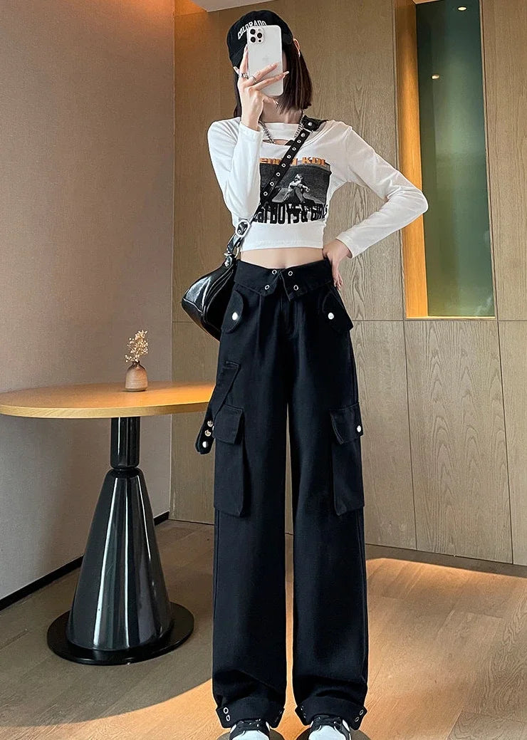 Denim Pants Woman Cargo Trousers Straight Leg with Pockets Jeans for Women Wide on Sale Stylish Loosefit Size X Larg Gyaru Baggy