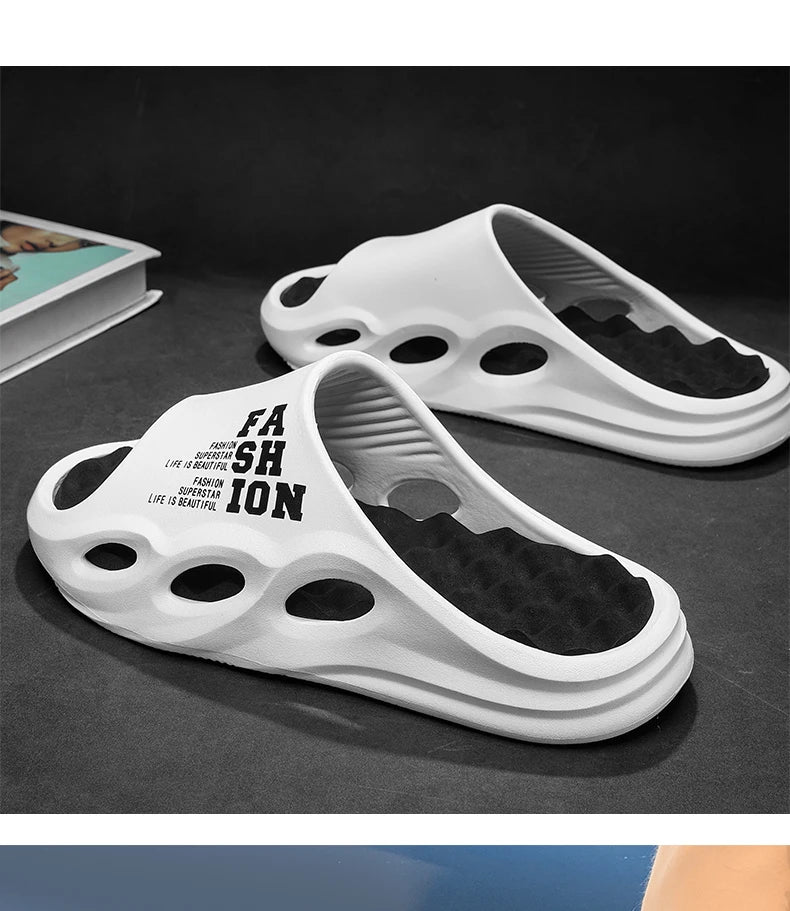 Men Fashion Massage Slippers Indoor/Outdoor Sandals Beach Flip Flop Thick Sole Male Slides Summer  Slippers