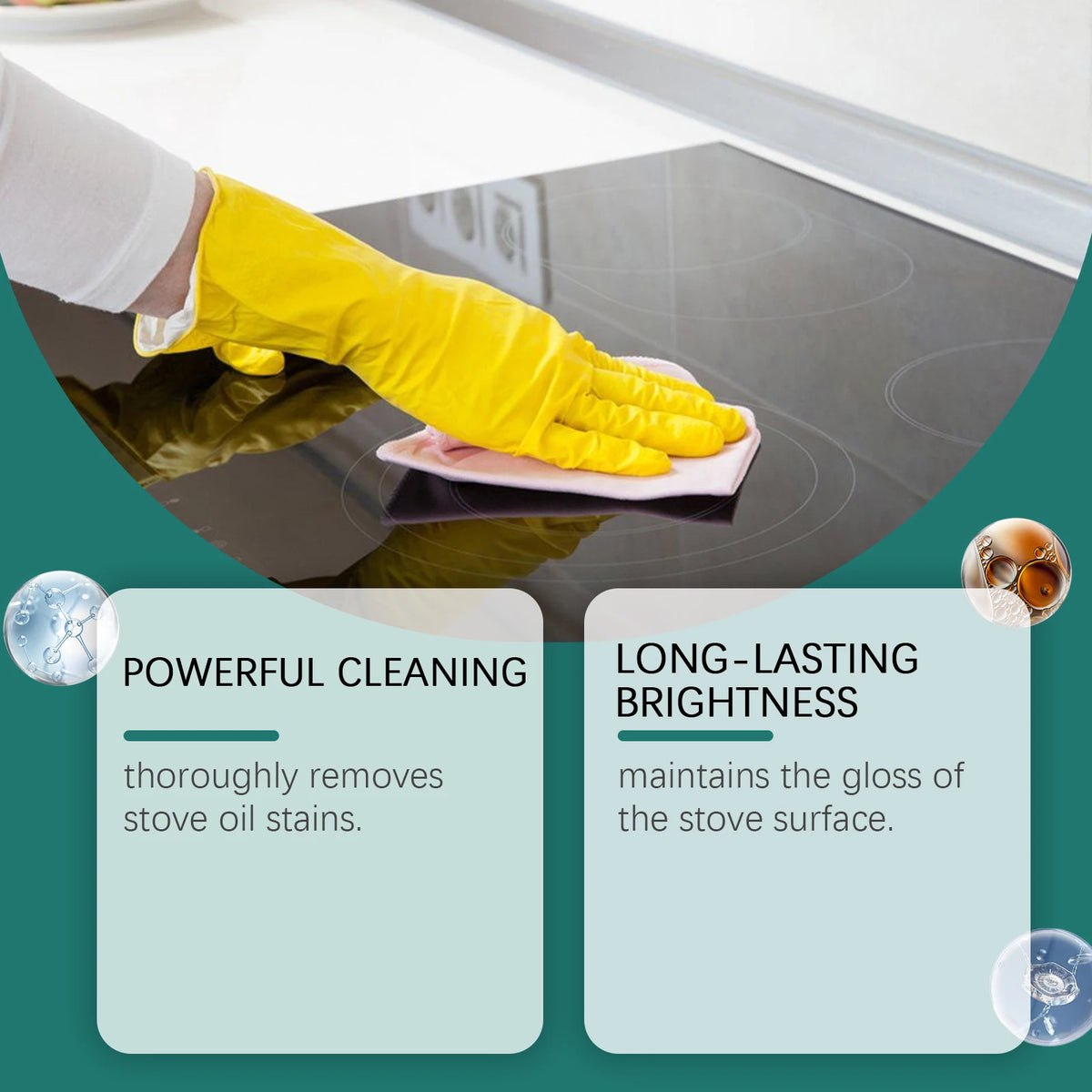 Glass Cooktop Cleaner Polish Ceramic Induction Stovetop Cleaning Burnt Food Remove Household Kitchen Glass Surface Stove Cleaner