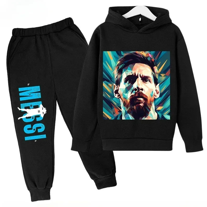Spring Autumn Children's Set Sports Messi Print Hoodie Set Pants Suit 2pcs Set Boys Girls Kid Clothing Casual Fashion Tracksuit