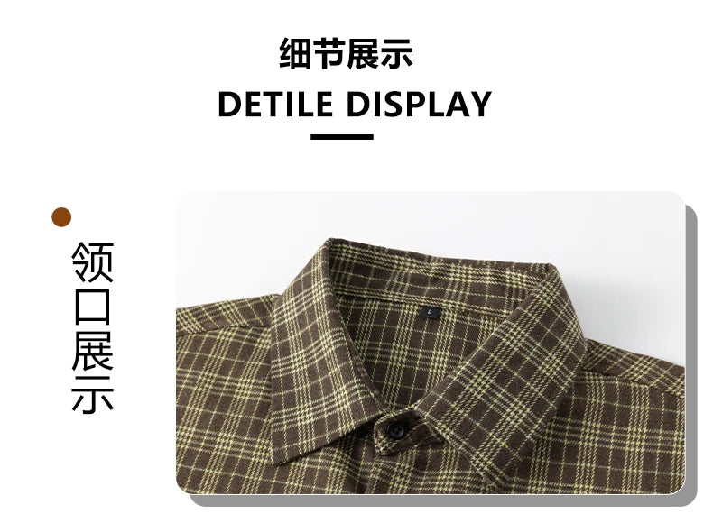 Men Shirt Plaid Flannel Retro Long Sleeve Oversized Loose Cotton Casual Male Youth Design Soft Fall Black Formal Dress Shirt
