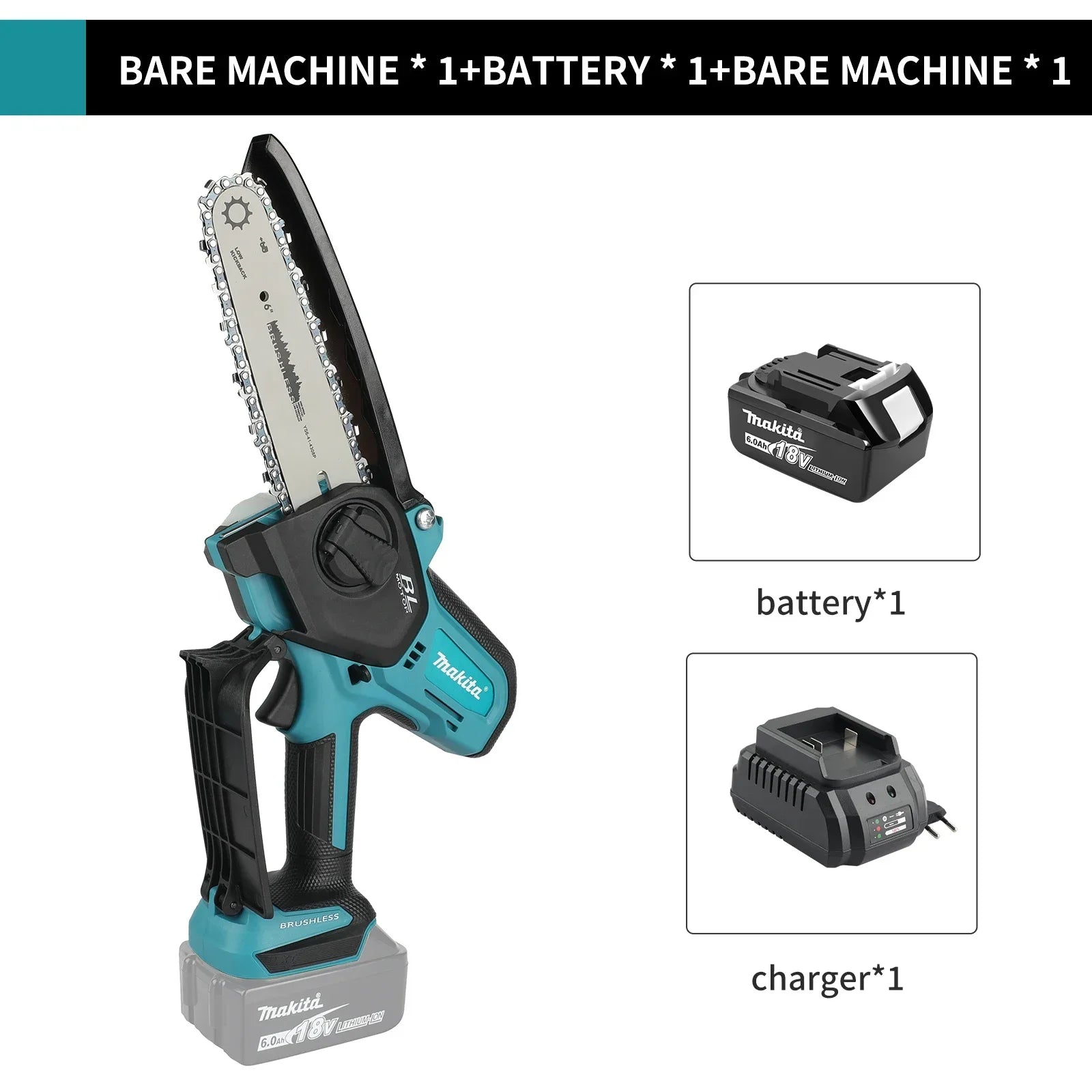Makita  Woodworking with Small Handheld 18V Cordless Chainsaw for Electric 6-inch Logging Sawzall Mini Portable Chainsaw