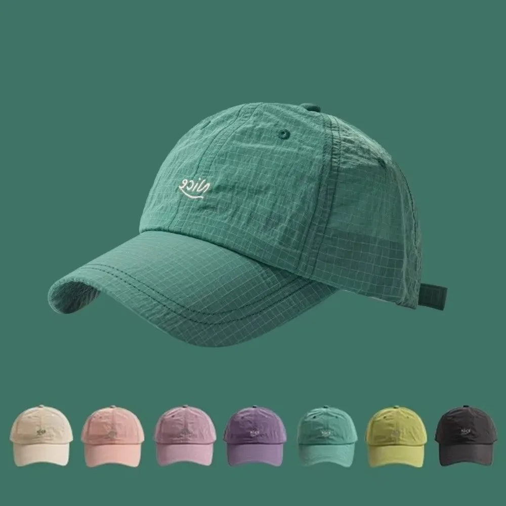 New Plaid Thin Sun Cap Quick-drying Breathable Baseball Cap Adjustable Letter Embroidery Sports Running Cap Men Women