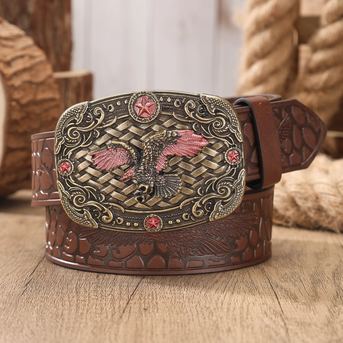 A Western-style denim belt in retro style - made of PU material - suitable for both men and women - pairs well with jeans