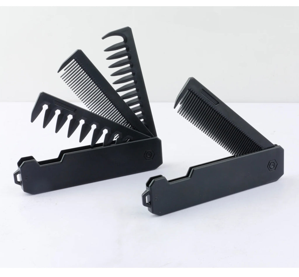 New 1/2/3 in 1 Pocket Folding Combs Plastic Wide Tooth Oil Head Comb Beard Combing Barber Clipper Comb Salon Hair Styling Tools