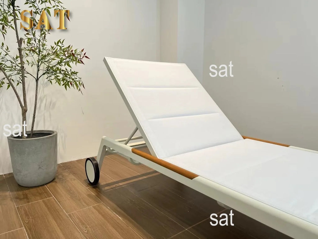 & Modern Outdoor Patio Sun Loungers Villa Portable Beach Pool Lounger Aluminum Sunbed for Hotel Resort