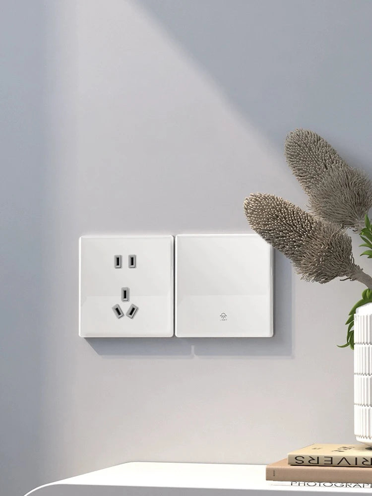 86 Type White Universal Wall Light Switch Tempered Glass EU Korea Electrical Switch 220V 1/2/3/4 Gang 1/2 Way Button Wall Panel