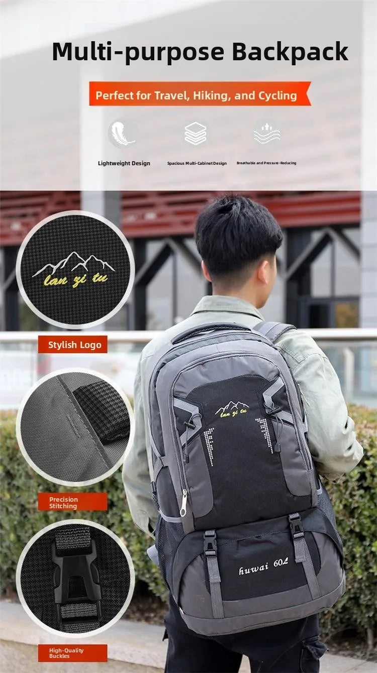 Outdoor Travel Backpack 60L Large Capacity Men's Women's Climbing Bag Luggage Multifunctional Bookbag Lightweight Waterproof