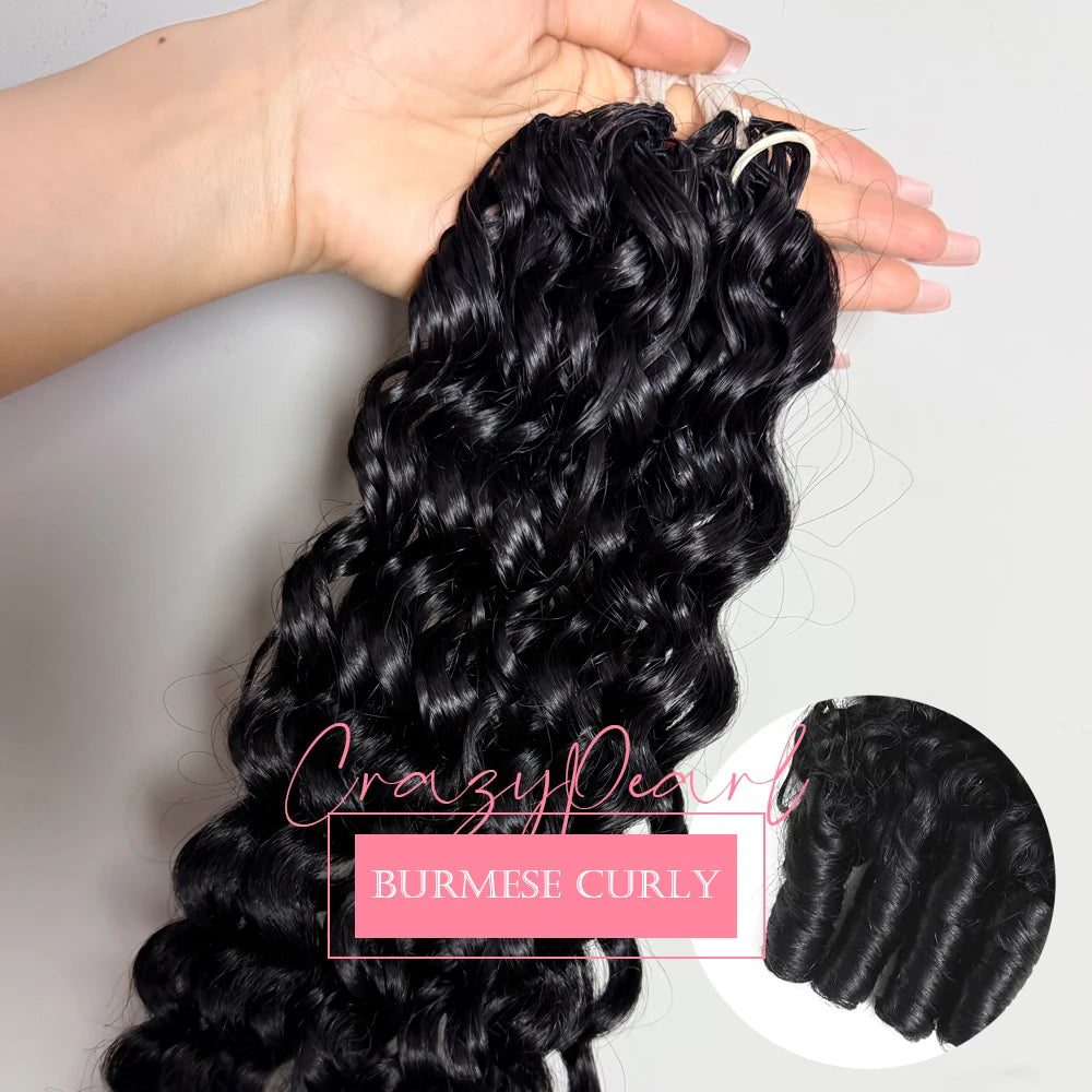 Crochet Human Hair For Black Women 100g/Pc Burmese Curly Crochet Human Hair Knotless Pre‑Separated Feather Crochet Invisible