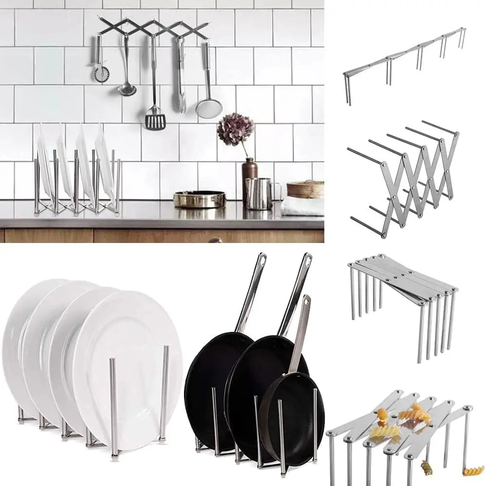 Pan Lid Organizer, Pot Lid Holder, Adjustable Pot Lid Organizer, Cabinet Door Pot Plates Dishes Rack Holder Containers Shelf