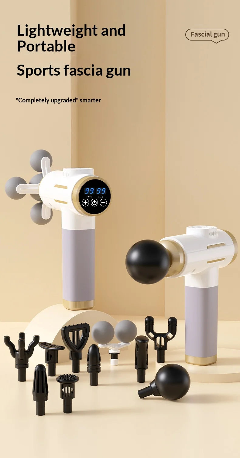 11‑IN‑1 Electric Body Massager 99 Level Powerful Relaxation Gun High‑Frequency Vibration Body Care Device Arms Leg Tissue Massag