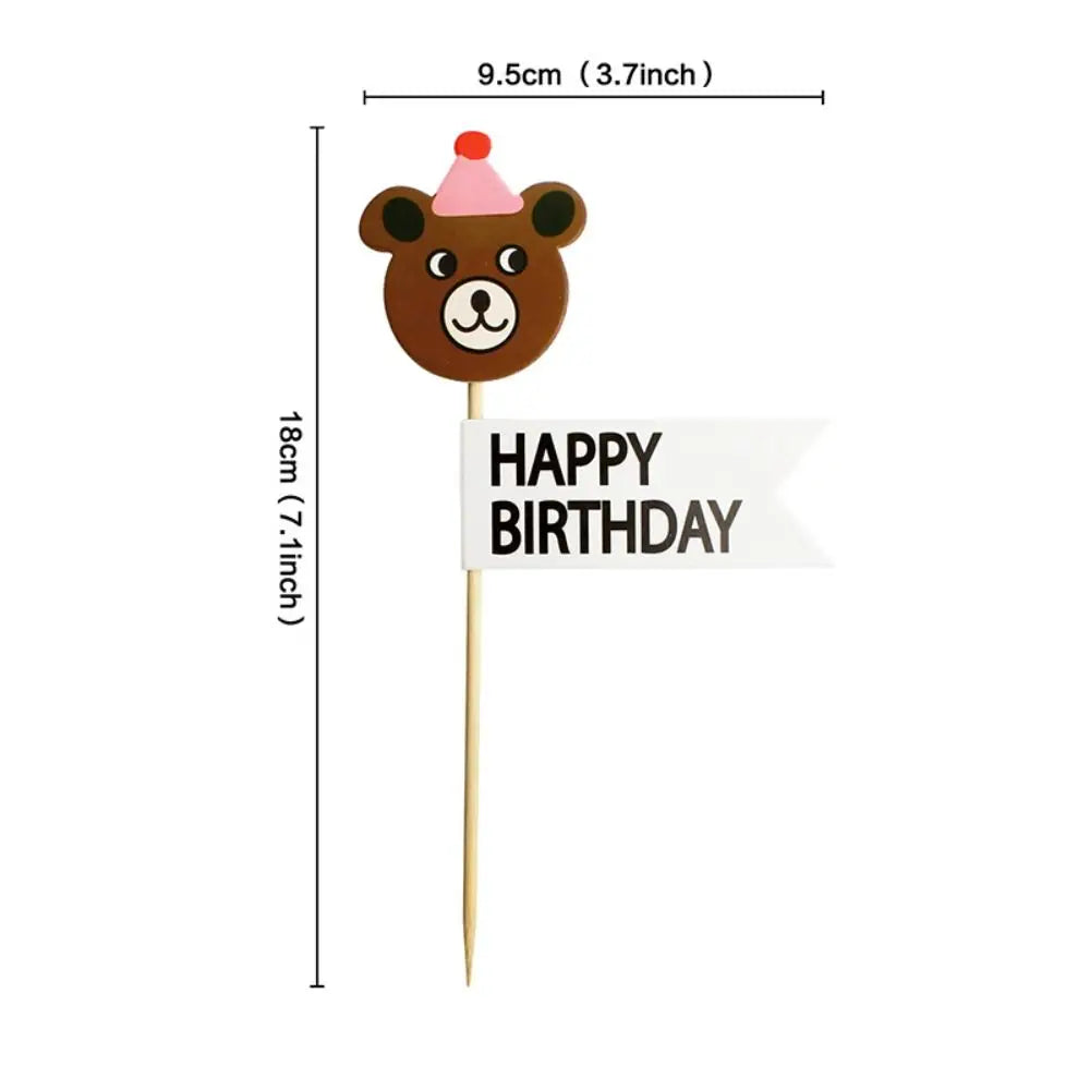 Happy Birthday Cake Decoration Cute Bear Candles Korean Flag Cake Decoration Dessert Table Cartoon Birthday Cake Plugin