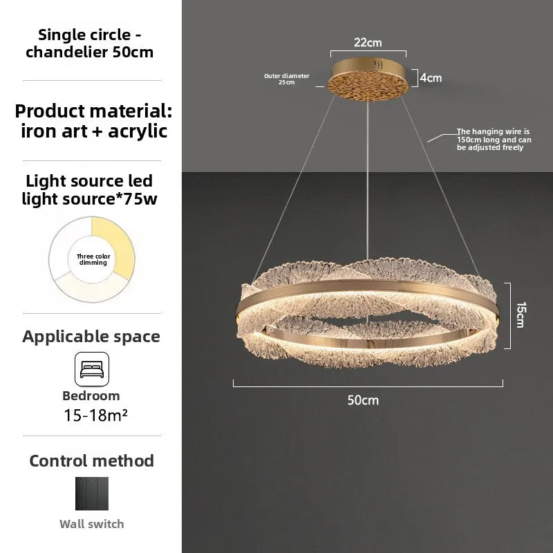Modern Light Luxury Living Room Chandelier Round Led Hall Light Designer Creative Model Room Bedroom Dining Room Lighting