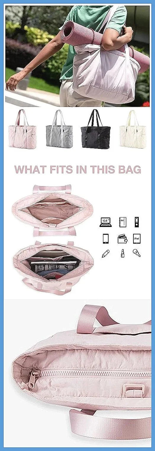 Nylon Yoga Mat Bag Solid Color with Buckle Gym Fitness Tote Multi Pocket Large Capacity Travel Handbag for College Women