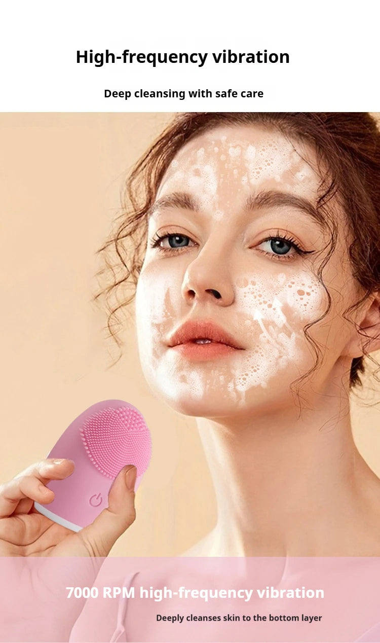 Electric Silicone Facial Cleanser Massager Skincare Massage Tool Beauty Machine Vibration Cleaning Of Pores Self Provided Batter