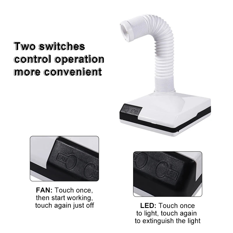 Nail Dust Collector Manicure Machine Tool Vacuum Cleaner Strong Power Fan with Filter LED Suction Beauty Salon Nail Art