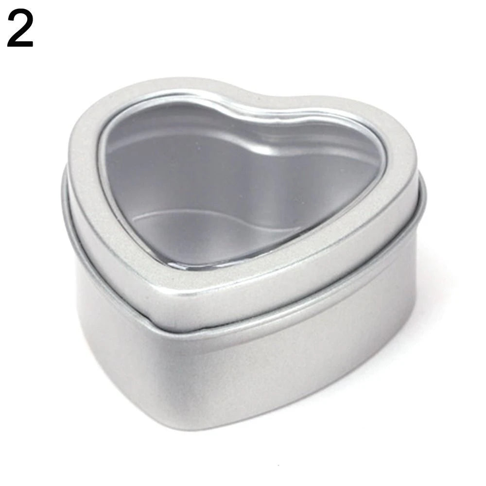 Heart Shape Metal Box Aluminum Tin Jar for Cream Balm Nail Candle Cosmetic Container Refillable Tea Cans Candy Packaging Box 1Pc