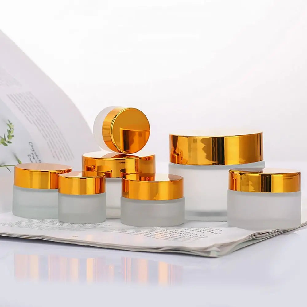 5-50g Frosted Glass Cream Jar Silver/Gold/Black/White Liquid Foundations Face Cream Bottles Eye Shadow Lip Balm Makeup Jar