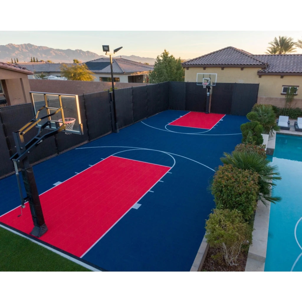 Modular Half-Court Basketball Floor Tiles - Interlocking Shock-Absorbing Tiles for Home/Gym/Community