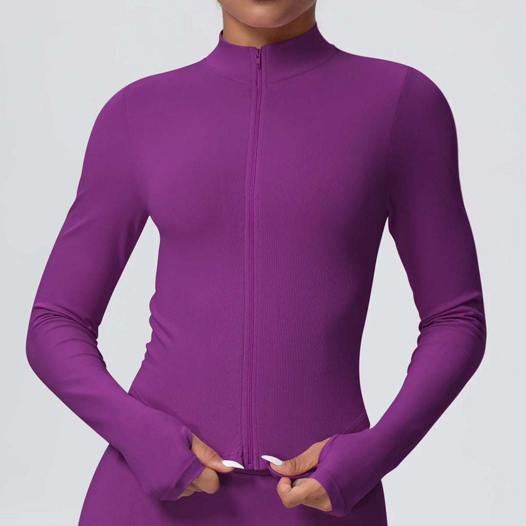 Yoga Long Sleeved for Woman 1PC Summer Running Shirts Solid Color Yoga Zipper Long Sleeves Zipper Jacket Women Fitness Yoga Top