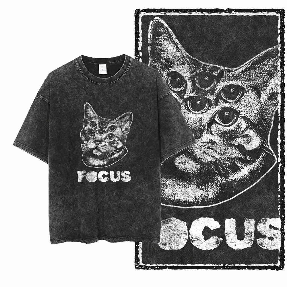 COOLMIND DB Cat Printed Cotton Acid Washed Exclusive Graphic Unisex T Shirt Cool Streetwear Men Tshirts Big Size Tee for Men