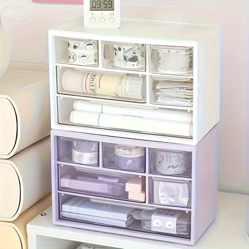 Desktop Organizer with Six Drawers-Spacious and Multifunctional Container,Perfect for Office Supplies,Stationery,Dorm Essentials