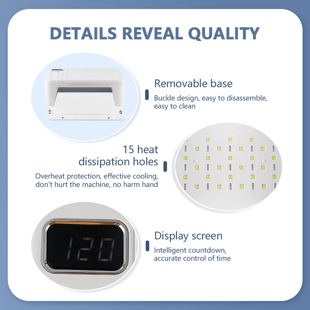 126W 63LED Lights UV LED Lamp Nail Dryer With Hand Rest Holder Tow Hand Big Nail Lamp Gel Polish Fast Drying Lamp For Manicure