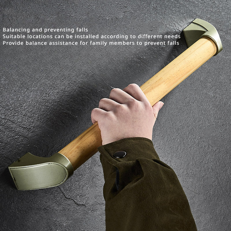Household Bathroom Safety Armrests Bathroom Accessible Solid Wood Handle Elderly Disabled Toilet Non Slip One Word Handle
