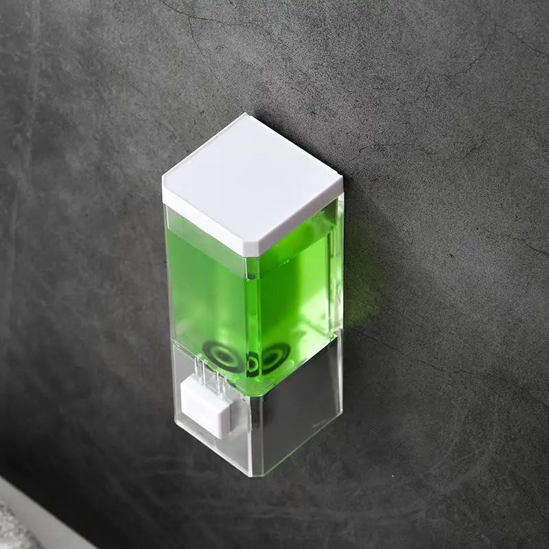 No Drill Wall Mounted Manual Press Soap Dispenser Transparent Soap Bottle Shampoo Dispenser for Bathroom Shower Accessories