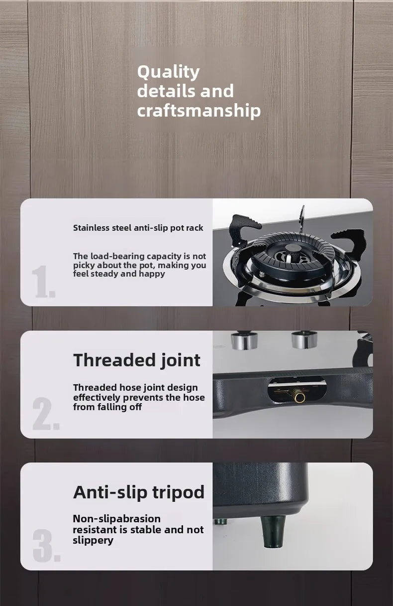 Built-in Cooktops Tempered Glass Top  3 Burner Gas Stove