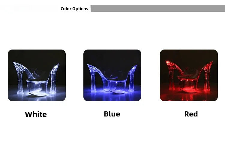 Glowing Crystal High Heels 17cm Nightclub Shoes Sexy Transparent Waterproof Platform Showgirl Stiletto Women's Sandals
