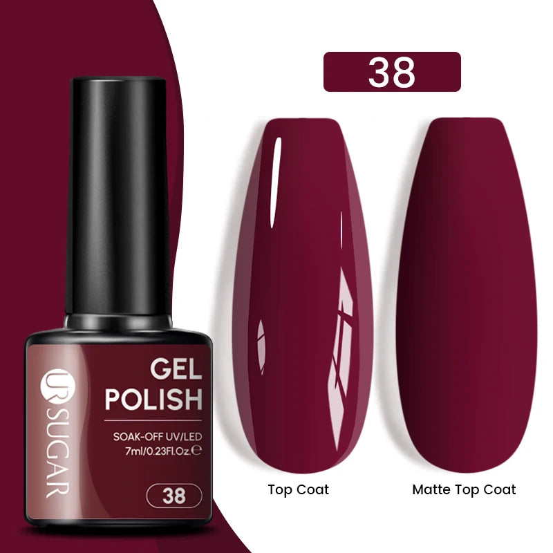 UR SUGAR 7ML Valentine’s Day Gel Nail Polish 107 Colors Classic Black Red Glitter Semi Permanent Autumn Soak Off UV Gel Varnish