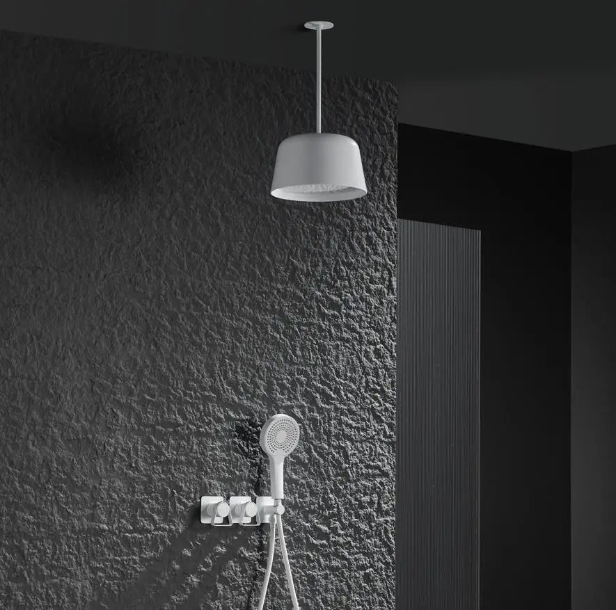 Brushed Gold Bathroom Shower Faucet Set 2 Way Rainfall Bathtub Mixer Hot Cold Water Mixed Tap ceiling arm Embedded Box
