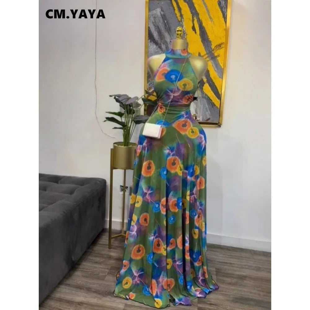 GLCMYAYA 2025 Fall Women O-neck Sleeveless Print Mermaid Maxi Dress Evening Birthday Beach Sexy Night Party Long Dresses