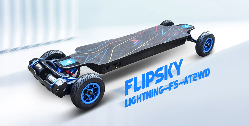 Flipsky Lightning-FS-AT2WD Top Speed Durable Carbon Fiber Deck Electric Skateboard Come With Dual FSESC6.9 12S Battery