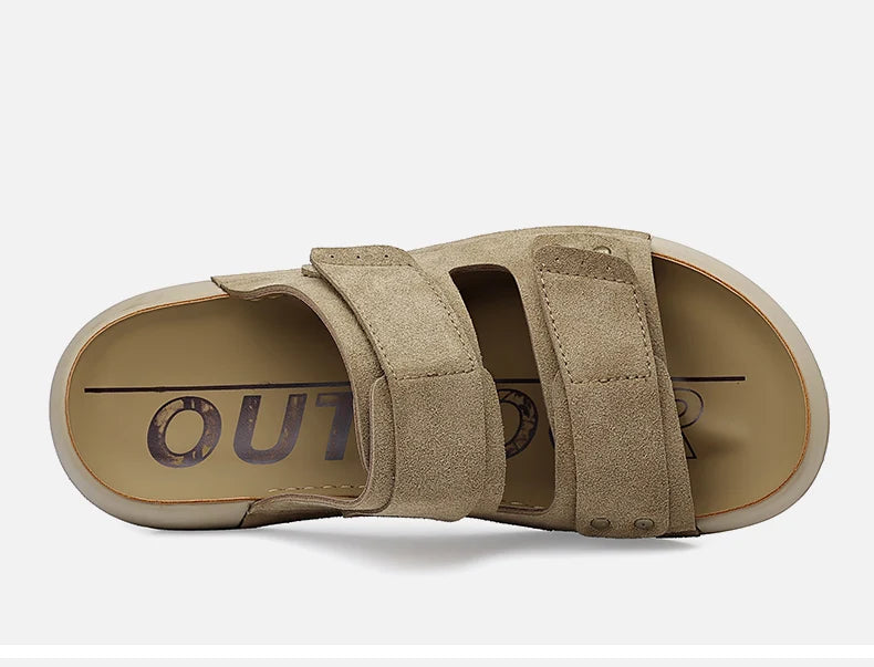 2026 Mens Sandals Slip On Leather Casual Couple Shoes For Men Soft Comfortable Mens Summer Shoes Handmade Men Outdoor Slippers