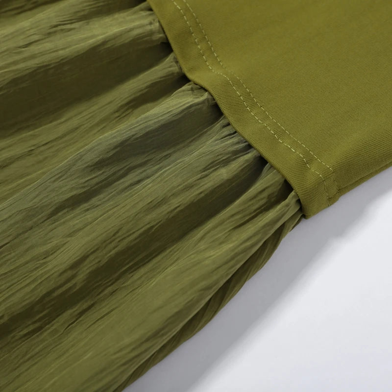 Fashion Solid Women Patchwork Dress Short Sleeve Round Neck Loose Female Dress Casual Office Streetwear Commute Summer 2026