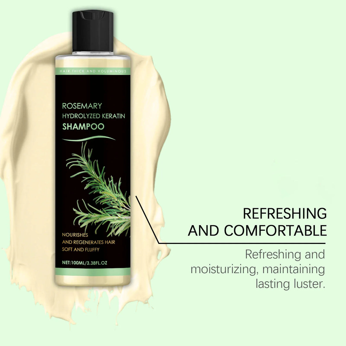 4pcs Rosemary Hair Growth Shampoo Thickening Hydrolyzed Keratin Dry Frizzy Damaged Repair Moisturizing Scalp Cleaning Shampoo